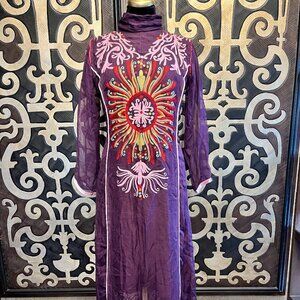 Soch Purple embroideded tunic kaftan dress